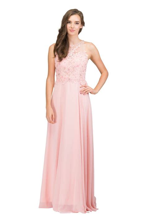 Long Sleeveless Illusion Dress With Embroidered Bodice By Star Box 6339