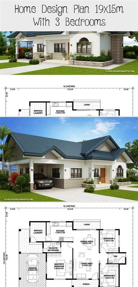 3 Bedrooms Home Design Plan 10x12m Samphoas Plansearch In 2021