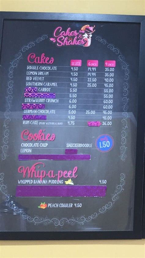 Menu At Cakes And Shakes Desserts Highland Park