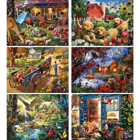 Set Of 6 Larry Jones 300 Large Piece Jigsaw Puzzles Bits And Pieces