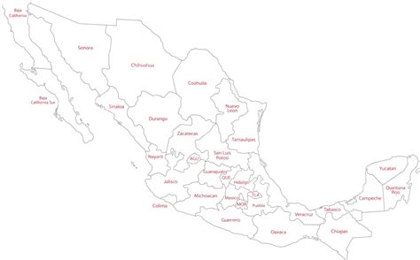 Outline Mexico Map National Border Central Vector National Border