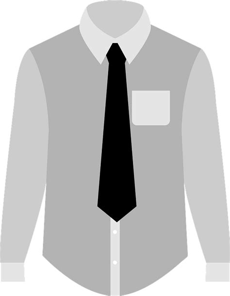 Dress Shirt And Necktie Grayscale Clipart Free Download Transparent