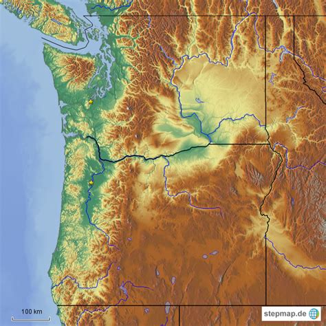 Stepmap Washington Und Oregon Landkarte Für Usa