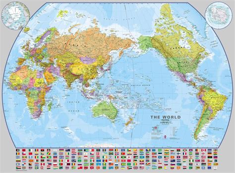 Wereldkaart 60 World Pacific Centred Wall Map 136 X 100 Cm Maps