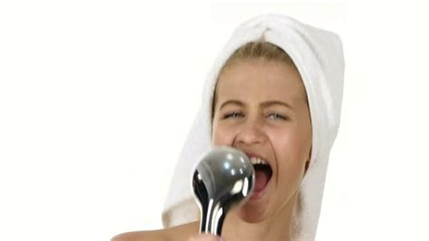 Young Woman Singing Under Shower Bathroom Stock Video Envato Elements