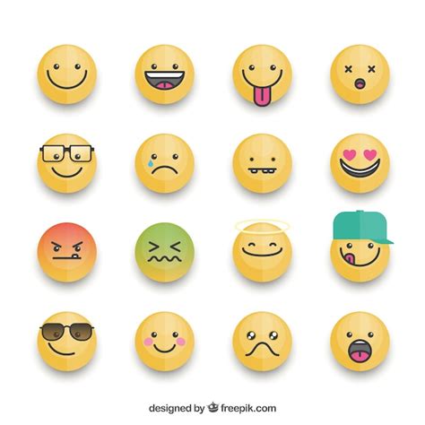 Free Vector Fantastic Collection Of Emoticons With Different Expressions