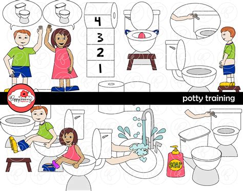 Potty Training Clipart Set 300 Dpi School Teacher Clip Art Toilet