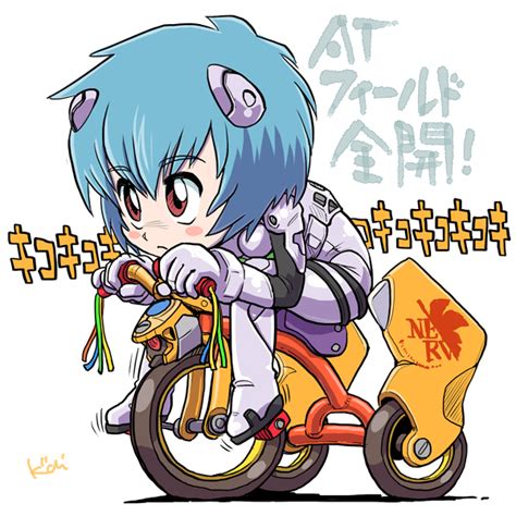 Safebooru 1girl Ayanami Rei Blue Hair Chibi Kiichi Neon Genesis Evangelion Nerv Plugsuit Red