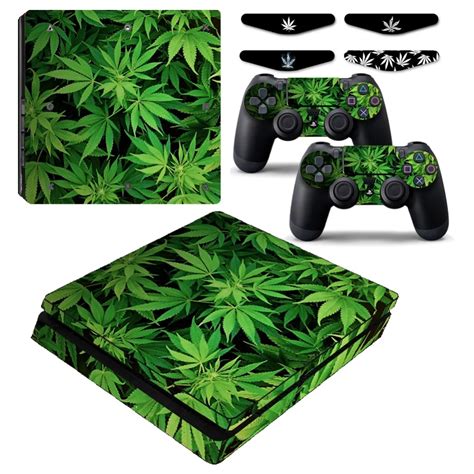 Cannabis Weed Leafs Ps4 Slim Vinyl Skin Decal Sticker Cover Case For