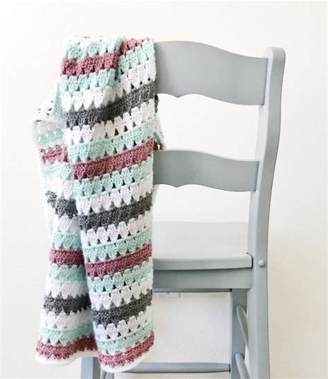 Crochet Striped Modern Granny Blanket Daisy Farm Crafts