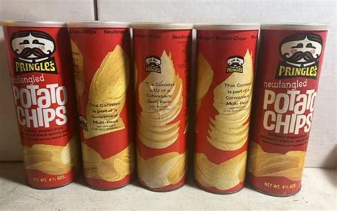 Vintage Pringles Newfangled Potato Chip Empty Cans With Lids Lot Of