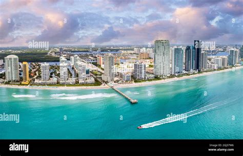 Helicopter Aerial View Sunny Isles Beach Miami City South Floridausa