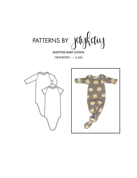Knotted Baby Gown Pattern With Tutorial Newborn To 6m Etsy