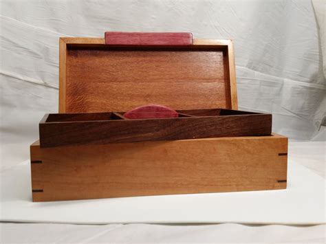 Handmade Wooden Jewelry Keepsake Box Cherry With Lacewood Etsy