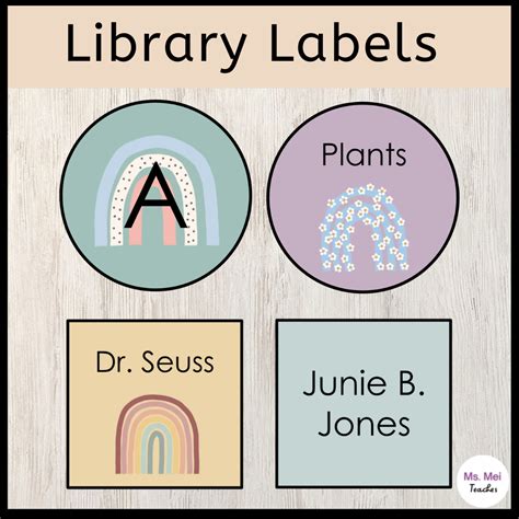 Classroom Library Book Bin Labels Boho Rainbow And Neutral Colors In