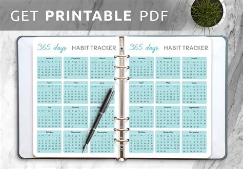 Download Printable 365 Days Habit Tracker Template Pdf