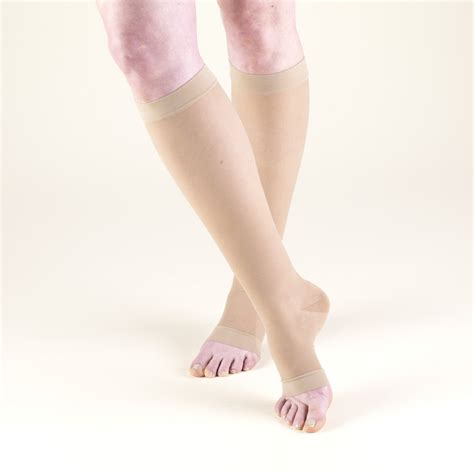 Truform Womens Lites Knee High Support Stockings Open Toe 15 20 Mmhg