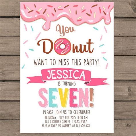 Donut Birthday Party Invitation Doughnut Door Anietillustration Donut