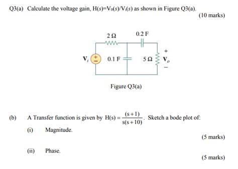 Solved Q3a Calculate The Voltage Gain Hsvosvis As