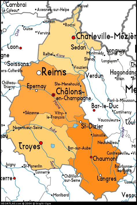 Champagne Ardenne Geography Region Map Map Of France Political