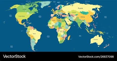 Global Political Map Of The World Vector Stock Vector Illustration Images