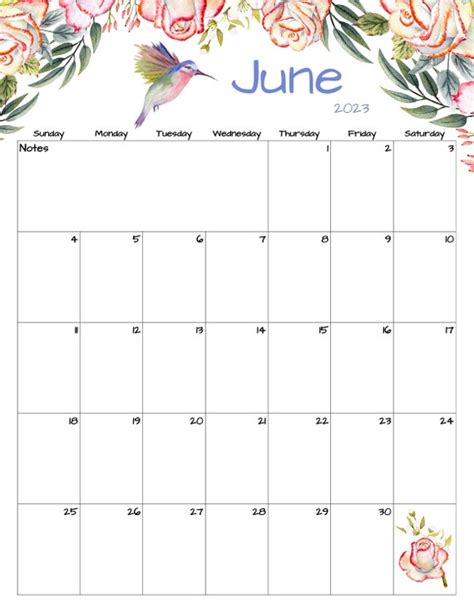 Fillableeditable June Calendar June 2023 Printable Calendar Etsy