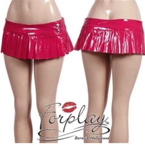 Forplay Skirts Nwt Forplay Pink Vinyl Pvc Sexy Pleated Mini Skirt Poshmark