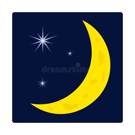 Moon In Night Sky With Stars Vector Illustration Stock Vector