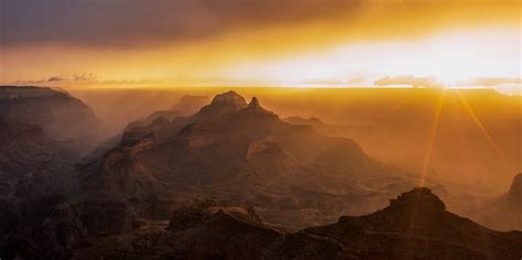 Nature Photography Landscape Desert Sunset Mist Sun Rays Grand Canyon