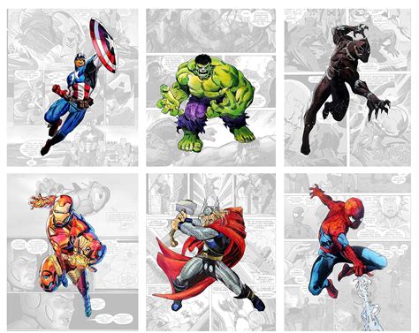 Buy Superhero Wall Decor Avenger Wall Art Unframed Set Of 6 Prints