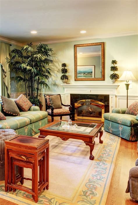 Beautiful Luxury Green Living Room Decor In Traditional Style