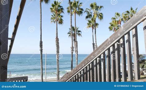 Wooden Stairs Beach Access In California Usa Coastal Stairway