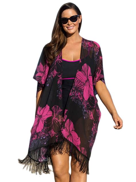 Plus Size Flower Beach Cover Up Pareo Beach Kaftan Sexy Bathing Suit Cover Ups Swimsuit Coverups