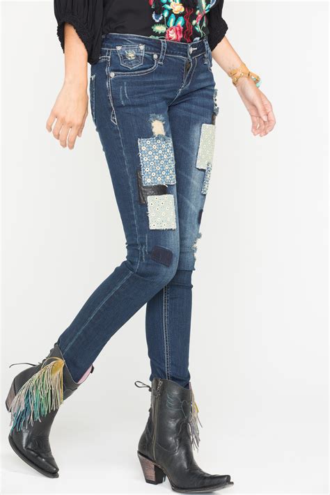 grace in la women s skinny patchwork jeans sheplers