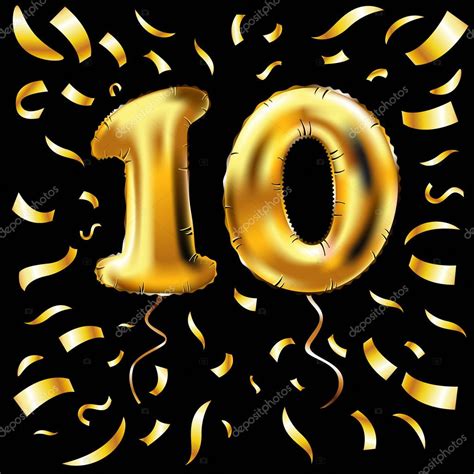 Golden Number Ten Metallic Balloon 10 Party Decoration Gold Balloons
