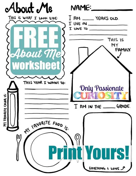 English worksheets and online activities. All About Me {Back to School Printable} - Only Passionate ...
