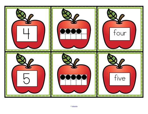 Apples Number Matching Flash Cards 0 10 Numerals 10 Frames Number