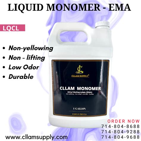 Cllam Liquid Monomer Gallon Ema Cllam Supply