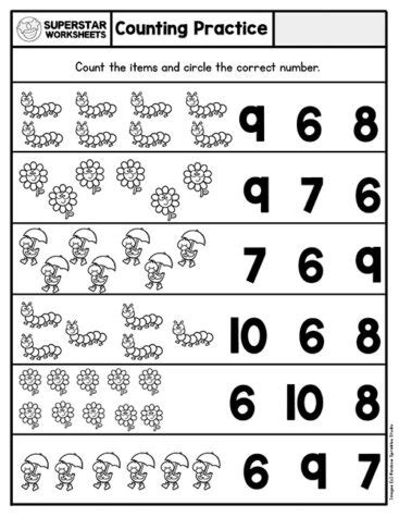 kindergarten counting worksheets superstar worksheets