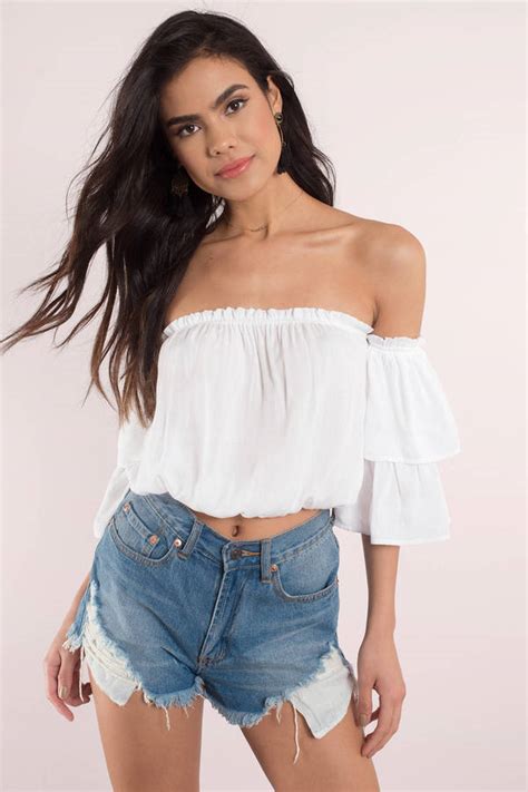 Cute White Crop Top Off Shoulder Top White Top White Crop Top