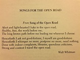 Song of the Open Road. | Poems about life, Literature quotes, Poem a day