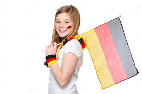 Girl Cheers For The German Soccer Team Stock Image Image Of Cute