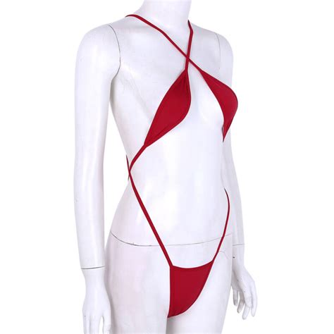 Sexy Women Micro Thongs Bikini One Piece Swimwear Sling Shot Swimsuit Bodysuit Ebay