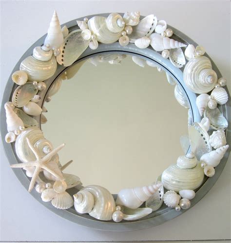 Beach Decor Seashell Mirror Nautical Decor Porthole Shell Mirror W