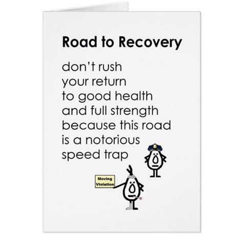 Road To Recovery A Funny Get Well Poem Card Zazzle
