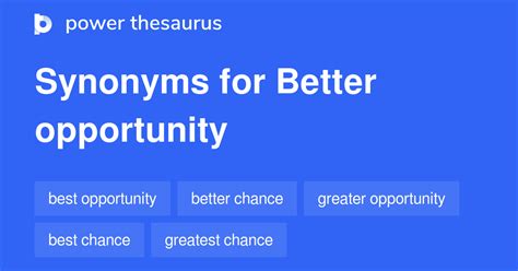 Better Opportunity Synonyms 162 Words And Phrases For Better Opportunity
