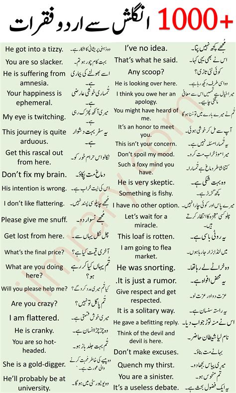 1000 English To Urdu Sentences With Urdu And Hindi Translation Good Vocabulary Words Learn