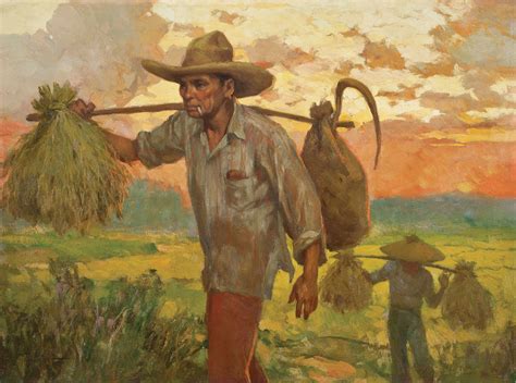 Fernando Cueto Amorsolo Filipino 1892 1972 Harvesting At Sunset