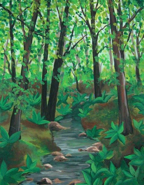 How To Paint A Forest In The Summertime Using Acrylic Paints This