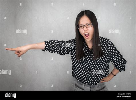 Woman Pointing And Yelling Stock Photo Alamy